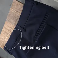 Veste chinoise pour homme, costume de mariage haut de gamme pour garçons d'honneur, bleu rayé, croisé, formel, en tissu peigné infroissable