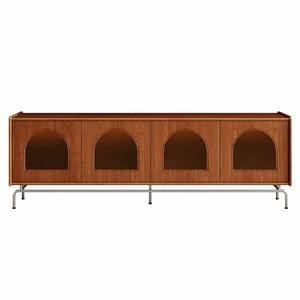 Consola Multimedia de Madera Maciza de Roble, Estilo Retro, con Puertas de Panel, Mueble Minimalista para TV, Mueble de Almacenamiento para Sala de Estar - Product Image 2