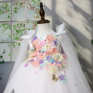 Wholesale Factory 2026 <strong>Girls</strong> Princess <strong>Dress</strong> Wedding Applique 3D Flowers Flower <strong>Girl</strong> <strong>Dress</strong> Puffy Children <strong>Dress</strong> - Product Image 3
