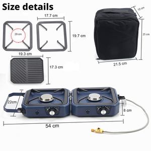Estufas de Cocina para <span class=keywords><strong>Camping</strong></span>, Plegables, Portátiles, Estufa de Gas para <span class=keywords><strong>Camping</strong></span> de Acero Inoxidable, para Exteriores, Resistentes al Viento, de 2 Quemadores - Product Image 6