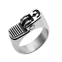 Bague créative gothique punk en acier inoxydable pour homme, plaquée argent avec forme de briquet, pour mariages et fiançailles, marque HY