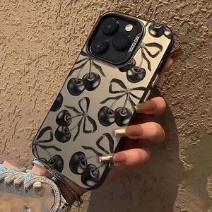 Funda de Teléfono Móvil de TPU Negra con Diseño de Cereza, a Prueba de Caídas, Elegante, para iPhone X, XR, XS Max, 11, 12, 13, 14, 15, 16, 17 Pro Max - Product Image 3