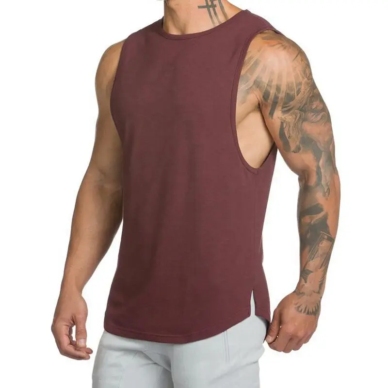 Manufacturer Wholesale Custom Cotton Breathable Sleeveless Loose Sports Workout Tank Top Men Gym Vest