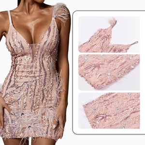 Estate Sexy cinturino paillettes profondo scollo a v Club Dress tessuto personalizzato moda discoteca Mini abiti <span class=keywords><strong>da</strong></span> <span class=keywords><strong>Cocktail</strong></span> <span class=keywords><strong>da</strong></span> <span class=keywords><strong>donna</strong></span> - Product Image 2