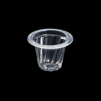 Gobelet PP transparent personnalisé de 30 mm en forme de fleur de cerisier pour emballage de gelée, pouding, dessert, petit format alimentaire avec option de couvercle, vente en gros