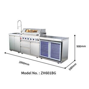 Ensemble d'évier pour barbecue en acier inoxydable, armoires en forme de L, meubles métalliques modernes pour cuisine extérieure - Product Image 2