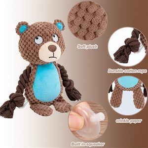 Eco-Friendly Plush Squeaky Dog <b>Toys</b> with Cotton Rope Interactive Chew <b>Toy</b> for Puppies and Small Dogs Teeth Cleaning&Tug Training - Product Image 6