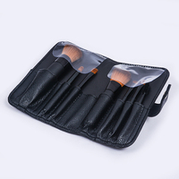 Ensemble de 7 pinceaux de maquillage pour le visage en bois vegan de marque privée Dongshen avec sac - Luxe, voyage, vente en gros