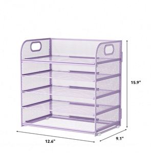 Wholesale Desktop Paper <b>Document</b> <b>File</b> Tray 5 Tier Metal Wire Mesh Office Organizer with Handle - Product Image 4