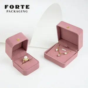 Forte High-end pulseira de veludo personalizada, brinco, anel, colar, caixa de joias com fivela para presentes femininos