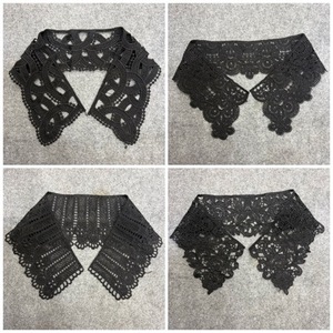 Dentelle fantaisie noire soluble dans l'eau, style coréen, avec motif floral pour col de chemisier – Vente en gros - Product Image 2