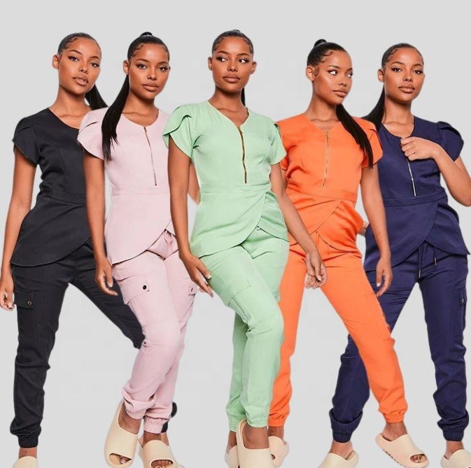 Customized Fashionable Hospital Rayon Anti-Wrinkle Spandex Jogger Women Scrubs Uniforms Sets Srubs Medical Scrubs Uniform Nurse