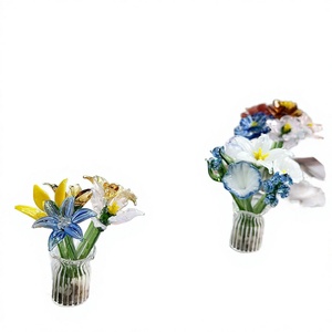 Figurines de fleurs en verre soufflé à la main, mini ornement décoratif, sculpture, cadeau, décoration de bureau, Feng Shui, Pâques, Halloween - Product Image 3