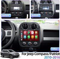 Podofo 10,1 "Android 2 + 32G estéreo de coche para JEEP COMPASS 2014 Radio de coche Autoradio Carplay Android Auto GPS Wifi Hifi Audio RDS