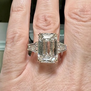 <span class=keywords><strong>Bague</strong></span> de luxe pour <span class=keywords><strong>femme</strong></span> en or véritable 18 carats 10ct avec diamant de laboratoire taille émeraude, grande <span class=keywords><strong>bague</strong></span> en diamant pour mariage et fiançailles - Product Image 1