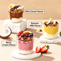 Poudre de shake protéiné 280g saveurs banane, crème de fruits rouges et cacao riche, complément protéiné faible en calories