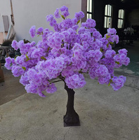Pohon Sakura Sutra Buatan Tinggi Warna Pink Muda untuk Dekorasi Meja Pernikahan, Pohon Sutra Buatan untuk Acara Pesta