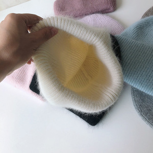 Personalizzato il tuo Logo del marchio da donna inverno caldo cappello in maglia di Angora lunghi capelli di coniglio berretto - Product Image 5