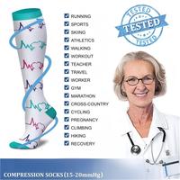 Chaussettes de compression médicale personnalisées OEM 20-30 mmHg, hauteur genou, pour femmes et hommes, anti-humidité, pour avion, course à pied et sport