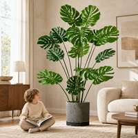 Plante artificielle Monstera Deliciosa, feuillage vert brillant, pot blanc, style Japandi Scandi, décoration naturelle pour salon, plante artificielle Monstera en gros
