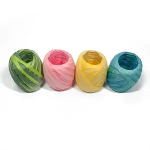 Okay Großhandel Raffia Paper Ribbon Twine Strings Rollen für DIY Craft Geschenk box Verpackung