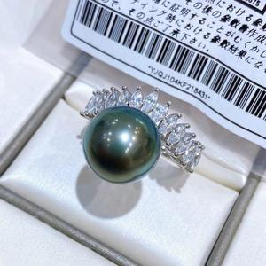 Bague en or plaqué 24 carats S925 vert paon naturel, perle de haute qualité 10-11 mm, sans défaut, avec une forte luminosité - Product Image 4