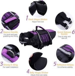 Giubbotto di salvataggio per cani regolabile all'ingrosso giubbotto di sicurezza per animali domestici giubbotto di salvataggio per cani riflettente - Product Image 2