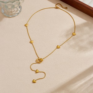 Heart Shape Gold Plated Stainless Steel Y Chain Necklace Long Tassel Pendant Daily Wear Gift Jewelry - Product Image 3