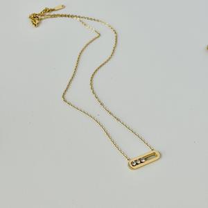 Ensemble de bijoux pour femmes, collier, bracelet et boucles d'oreilles en acier inoxydable plaqué or avec breloques en cristal coulissant - Product Image 5