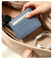 Porte-cartes fin en cuir PU, étui minimaliste multi-emplacements, portefeuille portable pour cartes de crédit et d'identité, étui fin pour cartes, idéal pour un cadeau