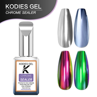 Vernis à ongles en gel chromé avec logo personnalisé, finition sans essuyage, scellant semi-permanent UV/LED, couche de finition OEM en poudre chromée pour ongles