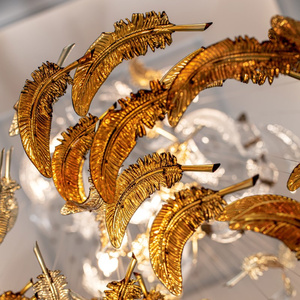 Lustre suspendu moderne et élégant pour hôtel, Restaurant, boutique, décor artistique, pièces <span class=keywords><strong>de</strong></span> plumes ambrées et claires, lustre fabriqué - Product Image 6