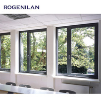 Ventanas de Aluminio Rogenilan con Mosquitera, Ventana de Vidrio de Aleación de Aluminio con Puente Térmico Roto, Ventana Abatible de Aluminio para Casa