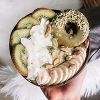 Nouvelles idées de produits bol à noix de coco maria Smoothie Acai ou saladier avec ustensiles de cuisine