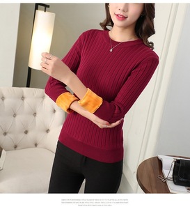 Automne et hiver chandails dames grande taille tricoté bas chemise épais <span class=keywords><strong>chaud</strong></span> <span class=keywords><strong>pull</strong></span> tricots col rond haut pour vêtements d'extérieur pour femmes - Product Image 3