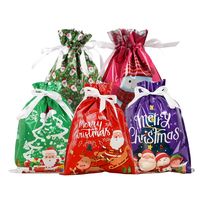Sac en plastique OPP pour bonbons de Noël, sac à cordon de Noël, pochette pour biscuits