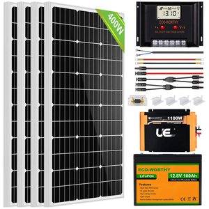 Kit de Panel <span class=keywords><strong>Solar</strong></span> de 400W 12V con Batería LiFePO4 e Inversor, Controlador de Carga de 60A, 100Ah, 6000 Ciclos de Vida Útil, Sistema de Almacenamiento de Energía - Product Image 1