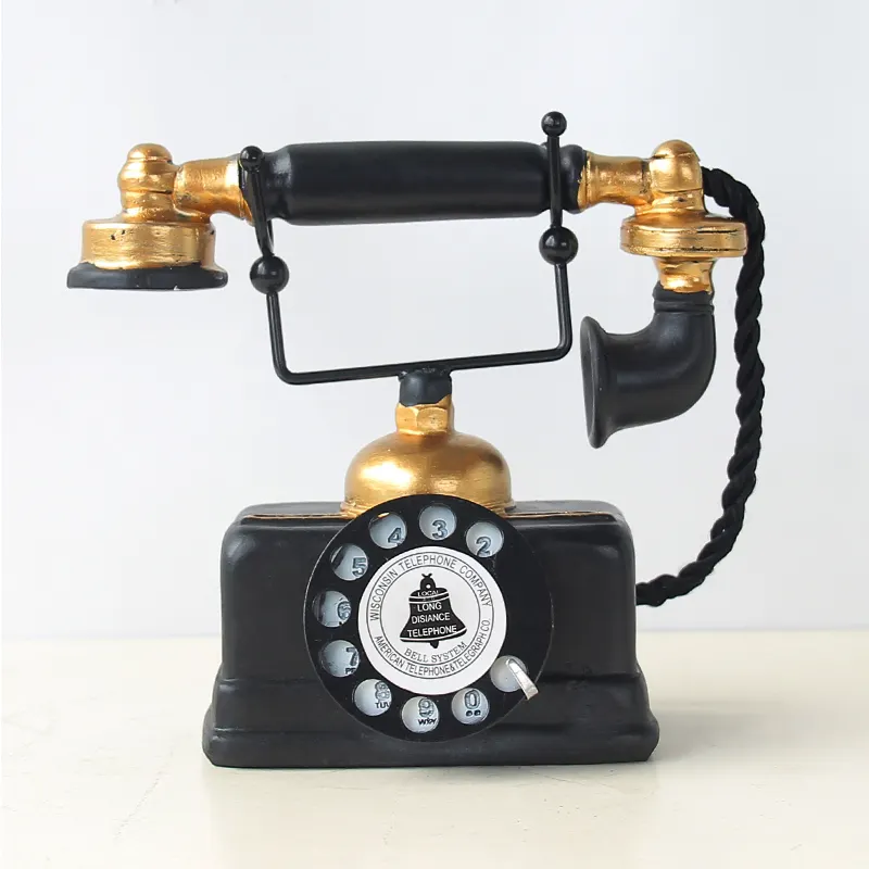 European style retro resin telephone ornaments, vintage telephone models, home living room desktop decoration crafts