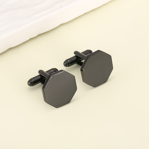 2025 High Quality Men Style Metal Stainless Steel Plain Custom Shiny 18MM <strong>Octagon</strong> <strong>Cufflinks</strong> Blank Cuff Link for Men Luxury - Product Image 5