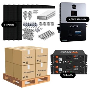 ระบบพลังงานแสงอาทิตย์ EG4 รุ่น 58493 6000W 120/240V แบตเตอรี่ลิเธียมไอออน + แผงโซลาร์เซลล์โพลีคริสตัลไลน์/โมโนคริสตัลไลน์ 8 แผง ขนาด 410W พร้อมระบบ MPPT มาตรฐาน CE - Product Image 2