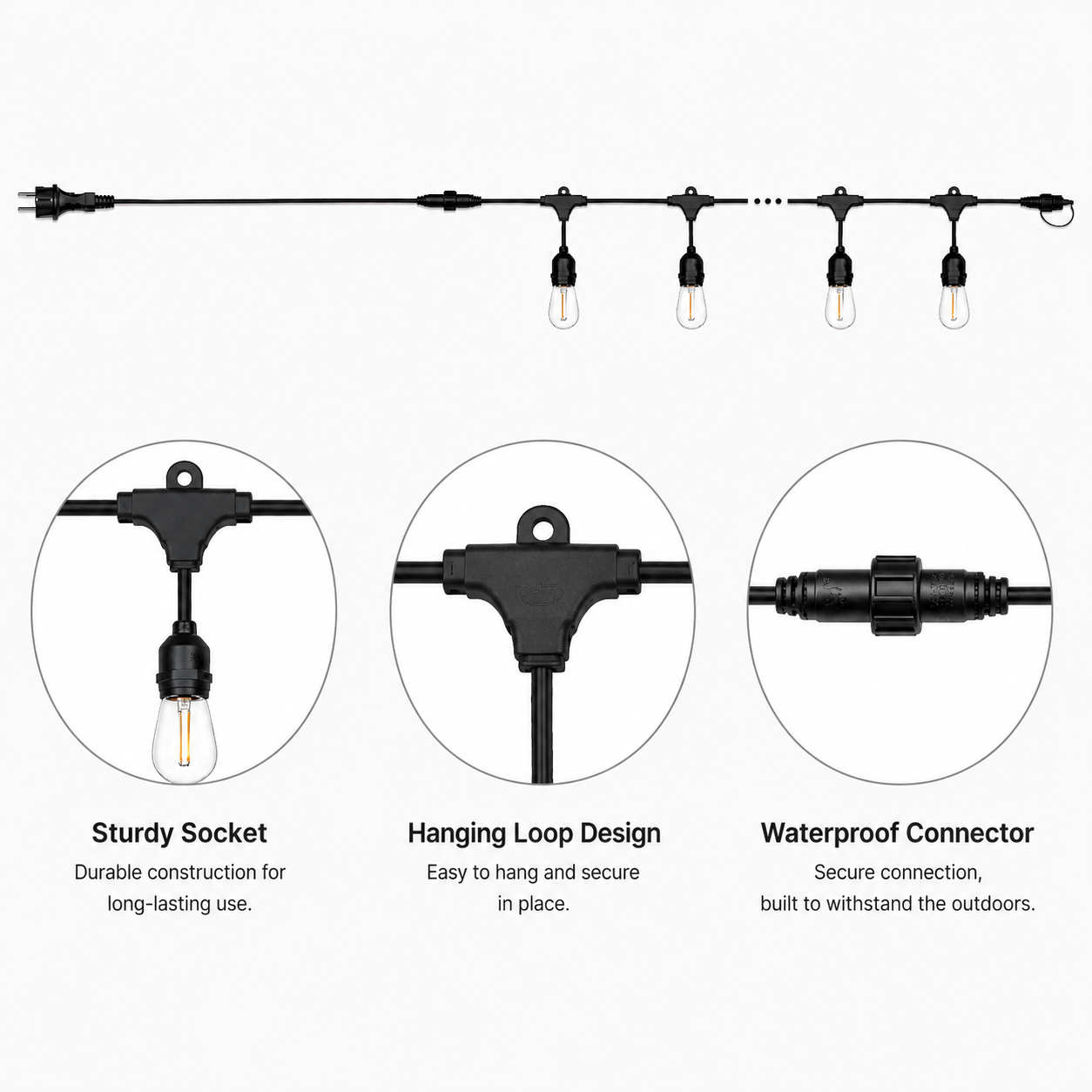 Heavy Duty IP65 Waterproof Outdoor Patio String Lights Connectable Commercial Garden Festoon Lighting OEM · image 2