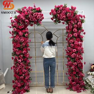 ซุ้มดอกกุหลาบประดิษฐ์สีเบอร์กันดีขนาด 2.4 เมตร สำหรับตกแต่งงานแต่งงาน โรแมนติก สวยงามดุจฝัน ทำด้วยมือ ดอกบานเต็มพิกัด ใช้เป็นฉากหลัง - Product Image 3