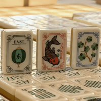 Juego de Mahjong de Lujo Personalizado con 160 Fichas de Acrílico Grabadas, Diseño Amarillo Cúrcuma, Estilo Americano, Disponible al por Mayor