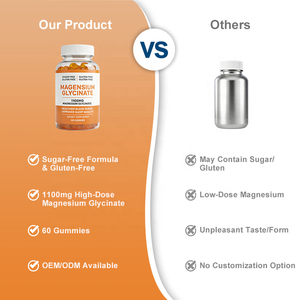 גומי מגנזיום גליצינאט 1100 מ\\\"ג עוצמתי - ללא סוכר/גלוטן לשינה ובריאות סוכר הדם | סיטונאות ישירות מהמפעל OEM - Product Image 6