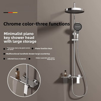Ensemble de douche thermostatique moderne en laiton brossé à double poignée, pommeau de douche carré à jet doux, fixation murale, pour hôtels et appartements, en céramique
