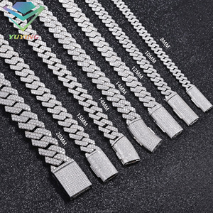 Hiphop VVS Moissanite diamond GRA certificate <b>Iced</b> <b>out</b> 2rows heavy cuban link <b>chain</b> Gold plated 925 sterling sliver Claw setting - Product Image 3