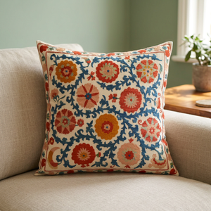 Housse de coussin carrée faite à la main avec nouveau design broderie florale canapé décoratif pour la maison et utilisation d'hôtel et d'hôpital - Product Image 3