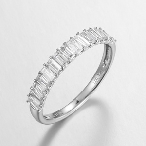Classic 10K Solid White <b>Gold</b> 0.7ct Emerald Cut Lab Grown Diamond <b>Ring</b> | Emerald Cut Lab Created Diamond Wedding Band <b>Ring</b> for - Product Image 1
