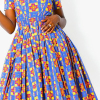 Robe mi-longue décontractée d'été pour femmes africaines, grande taille, imprimé floral, taille naturelle, 100% coton, vente en gros