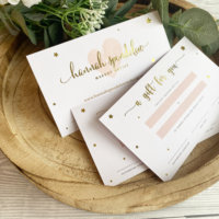 Impression de cartes-cadeaux personnalisées avec logo en feuille d'or, format personnalisé, carton artistique, service de conception gratuit, certificats cadeaux pour salons, entreprises